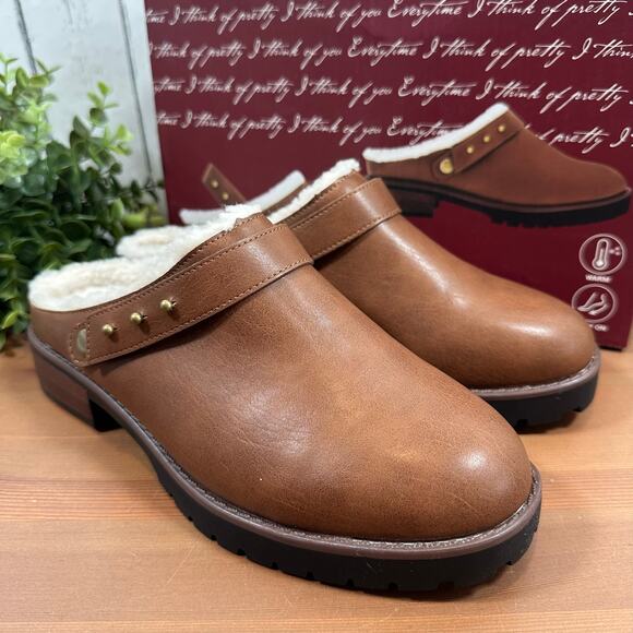 Kensie Women's Wrylie Tan Lined Clogs Size 9 - Picture 1 of 6